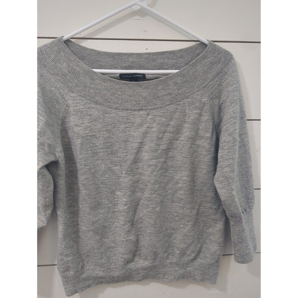 Banana Republic XL gray boat neck sweater 95% Merino wool fall winter